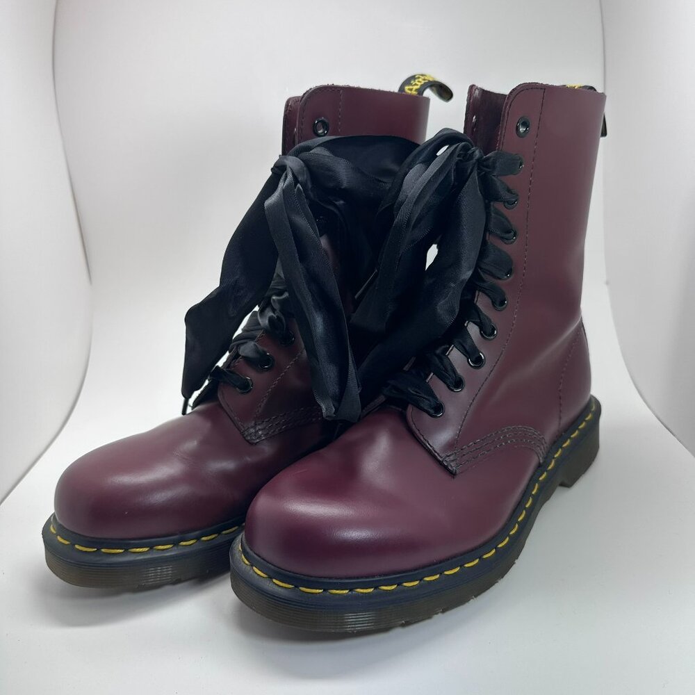 Dr. Martens 1490 Cherry Red Women's US Size 8, EU 39 Black Ribbon Lace